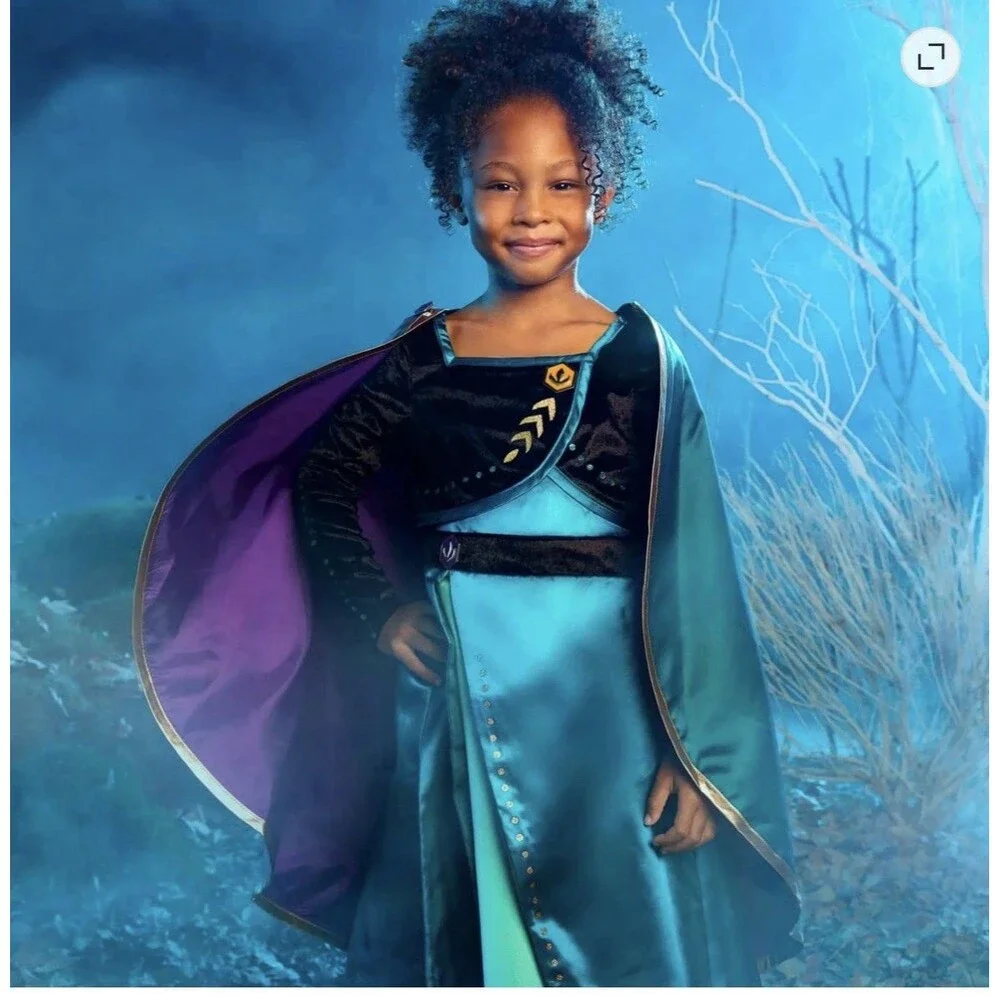 Disney Frozen II Anna Deluxe Costume Girls Sz 9/10 Cosplay Halloween